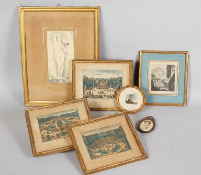 Lot of 7 engravings including 3 views of...