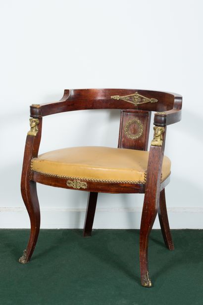 Mahogany and mahogany veneer desk armchair...