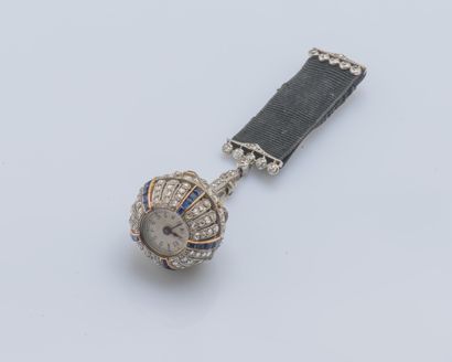 null Montre boule de Genève en platine (950 ‰) et or jaune 18 carats (750 ‰) sertie...