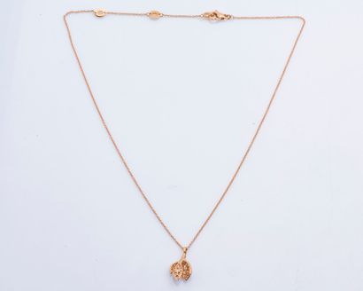 TTF 18K (750 ‰) rose gold necklace composed of a jaseron chain and a magnolia pendant...