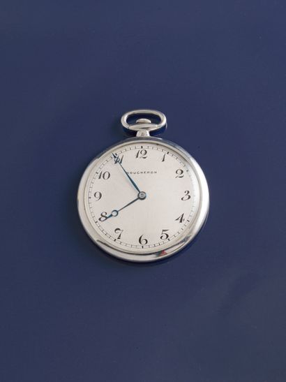 Cadran Signé BOUCHERON Platinum (950 ‰) pocket watch, the numbered clipped back,...