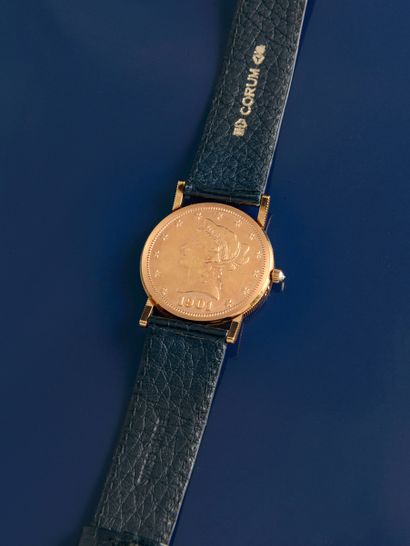 CORUM , circa 1980
Medium-sized round watch, the case formed from a 1901-dated US...
