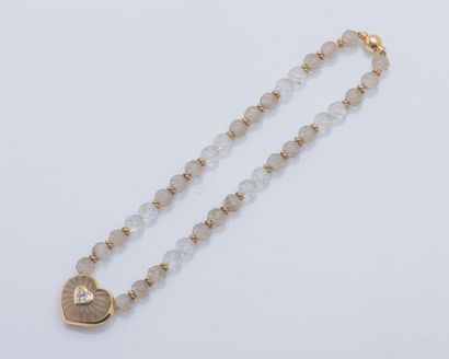 null Collier ras de cou en or jaune 18 carats (750 ‰) composé de perles de cristal...