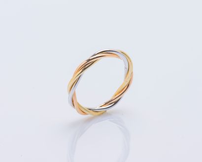 TTF Wedding band composed of three 18K (750 ‰) gold wires of three colors twisted...