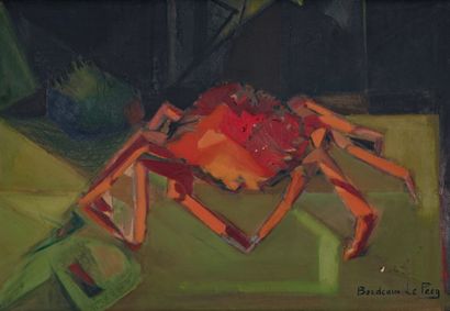 null Andrée BORDEAUX LE PECQ (1911-1973) 
Crabe Rouge 
Huile sur toile signée en...