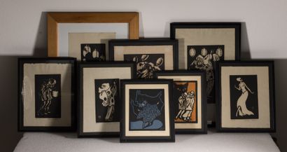 null Roland PARIS (1894-1945) 
Set of 8 woodcuts and linocuts.