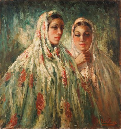 null James H. EMERTON (1847-1930) 
Veiled Women 
Oil on canvas signed lower right....