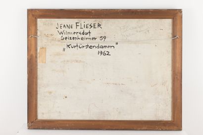 null Jeane FLIESER (1912-2007) 
Kurstendamn, 1962 
Huile sur panneau signée en bas...