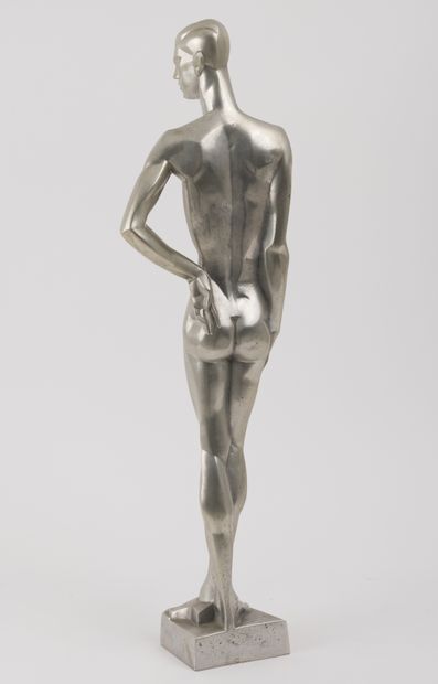 null Léon DE LEYRITZ (1888-1976)
Homme nu 
Epreuve en fonte d'aluminium, signée sur...