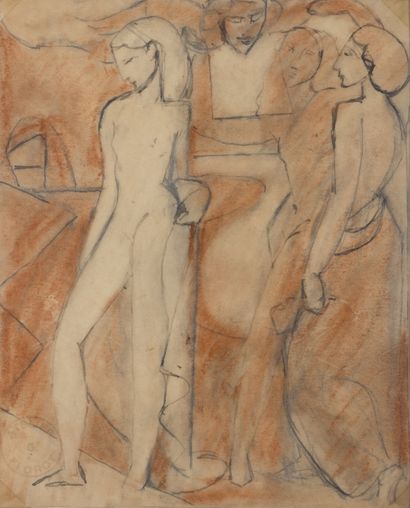 null Gustave FLOROT (1885-1965)
Female Nudes 
Ink and watercolor on paper, studio...