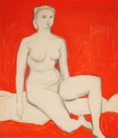 null GL (20th century) 
Nude woman 
Gouache on paper monogrammed GL and dated 59....
