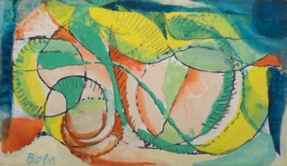 null Gustav BOLIN (1920-1999)
Composition abstraite 
Aquarelle marouflée sur panneau...
