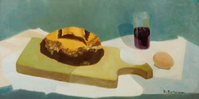 null Yvonne BAILLARGEON (XX-XXI) 
Bread and Wine 
Oil on canvas signed lower right,...