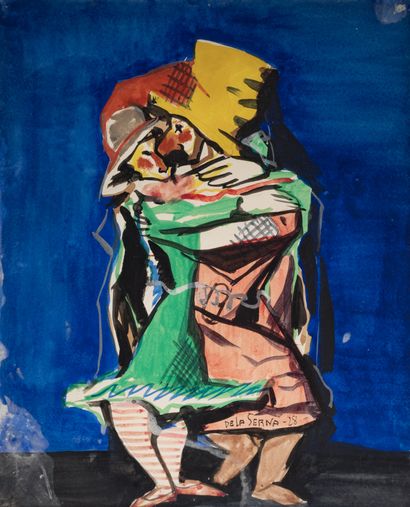 Ismael de LA SERNA (1897-1968)
The Kiss 
Watercolor...