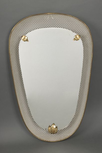 null Backlit mirror, in brass and cream lacquered perforated sheet metal. 
Work from...
