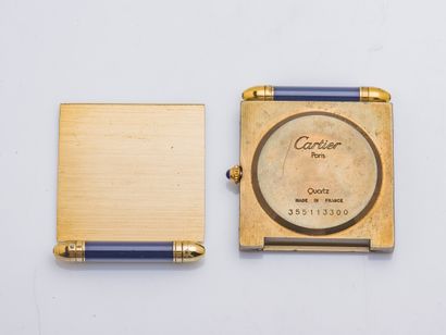 CARTIER Clock travel alarm clock of square shape in gilded metal (missing gilding),...