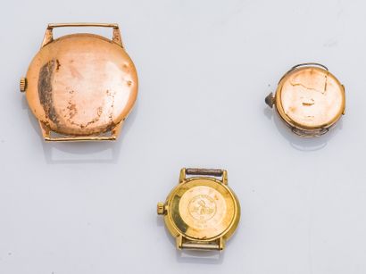 null Lot of two 14K yellow and rose gold watch cases (585 ‰) comprising a one-piece...