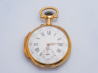 null Pocket watch in yellow gold 18 carats (750 thousandths). The bottom engraved...