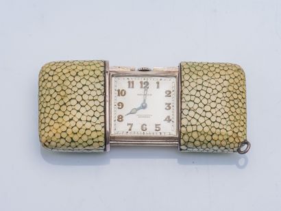 MOVADO Ermeto travel or bag clock, the silver case (925 thousandths) hidden in a...