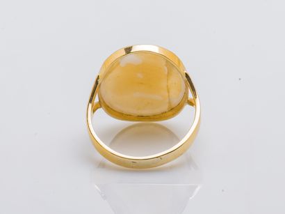 null Yellow gold ring 18 carats (750 thousandths) decorated with a cameo shell representing...