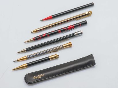 Set of 6 mechanical pencils including: 
MONTBLANC....