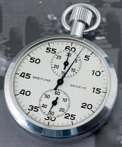 BREITLING (CHRONOMÈTRE POCHE MONOPOUSSOIR - PILOTE), vers 1960 Chronomètre sport...