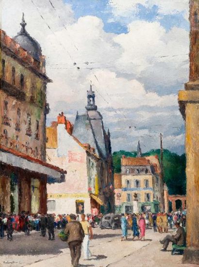 Gaston BALANDE (1880-1971) Les grands magasins Huile sur toile, signée en bas à gauche...