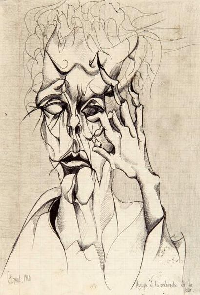 Roland CAT (né en 1942) Aveugle à la recherche de la vue, 1960 Stylo bille et crayon...