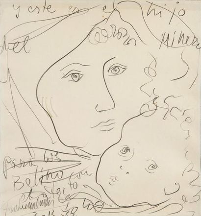 Baltasar LOBO (1910-1993) Maternité, 1967 Dessin au crayon sur papier, signé, daté...