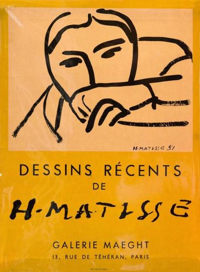 Henri MATISSE (1869-1954) Affiche en couleurs de l'exposition des Dessins à la Galerie...