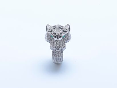 CARTIER Cartier Panther ring in 18K (750 ‰) white gold depicting a panther's head,...