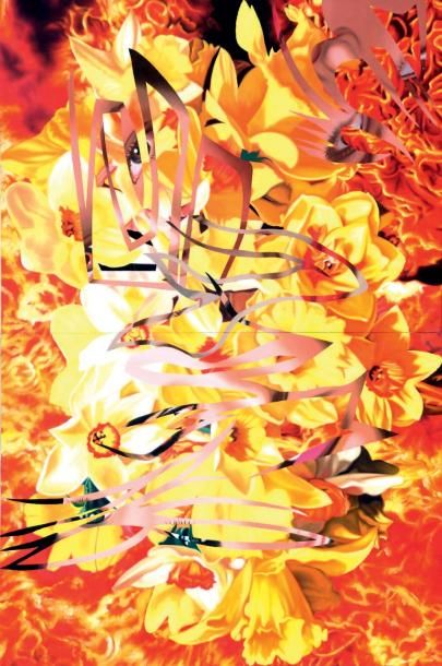 James ROSENQUIST, né en 1933 Flowers before flames, 1990 Acrylique sur toile, diptyque,...