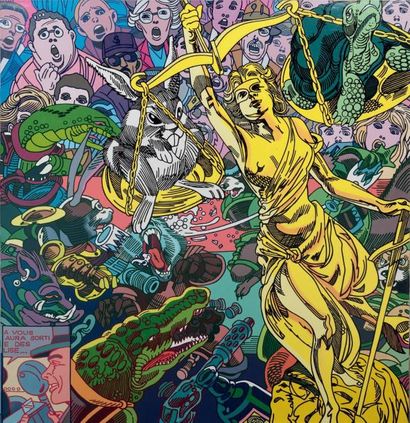 Gudmundur Erro, Né en 1932 Quand les dieux font la guerre III, 1989-1990 Peinture...