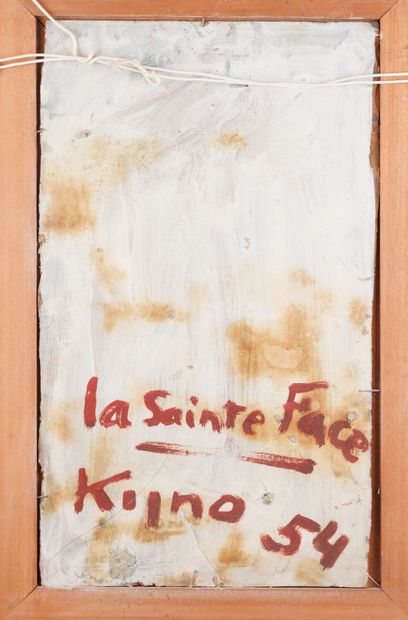 null Ladislas KIJNO (1921-2012) 
La Sainte Face
Acrylique sur carton, signée, datée...