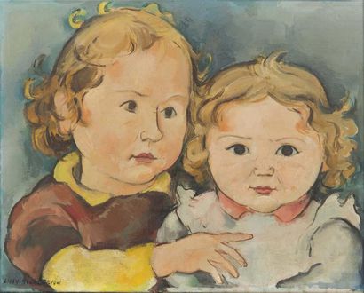 Lilly STEINER (1884-1961) Deux jeunes enfants, 1941 Huile sur toile, signée et datée...