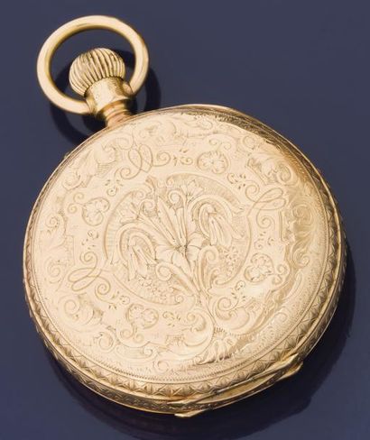 SAVONETTE (OUVRAGÉE - OR ROSE), vers 1900 Montre de poche savonnette en or rose à...
