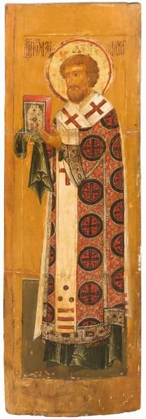 null SAINT JEAN CHRISOSTOME Russie, XVIIème siècle Tempera sur bois, restaurations,...
