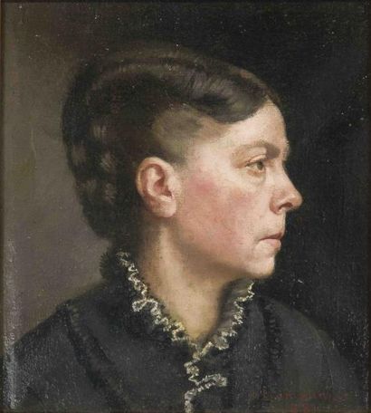 Basile LEMEUNIER (1882-1922) Portrait de femme Huile sur toile, signée et datée 1881...