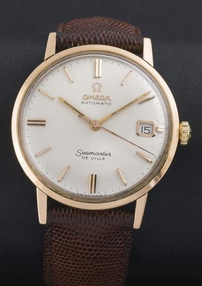 OMEGA (SEAMASTER DE VILLE - DATE OR ROSE), vers 1950 Montre classique en or rose...