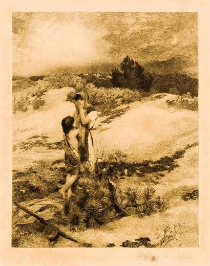 ARTHUR MAYEUR (1871-1934) Sans titre Gravure signée en bas à droite 25 X 31 cm