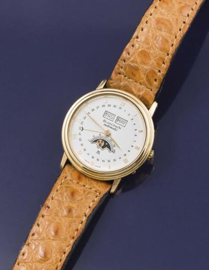 BLANCPAIN (Quantième Phases de Lune - Or jaune n° 1946), vers 2000 Elégante montre...