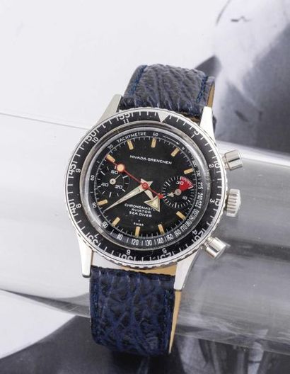 NIVADA GRENCHEN (Chronomaster Aviator / Sea Diver), vers 1970 Chronographe de pilote...