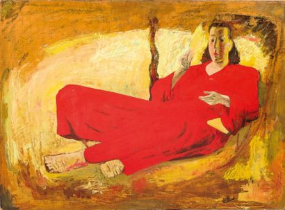 Jean-Auguste GAUDIN (1911-1987) Portrait de femme, vers 1950 Huile sur panneau 115...