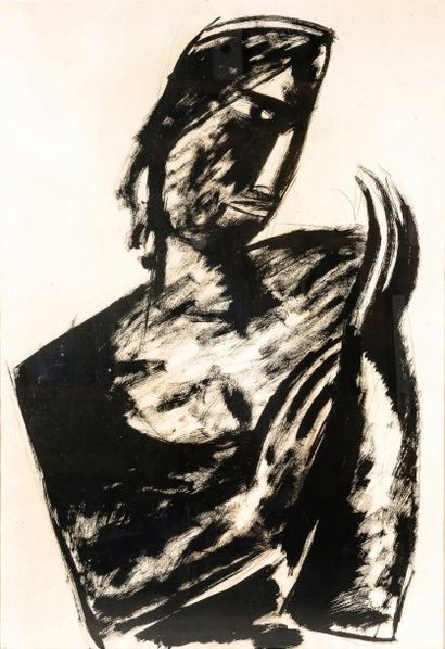 Mario Sironi (1885-1961) Figure féminine Technique mixte sur papier, signée en bas...