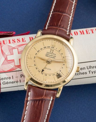 ZENITH ( Chronomètre GMT n° 175 - or jaune réf. 30.0011.672), vers 1995 Rare montre...
