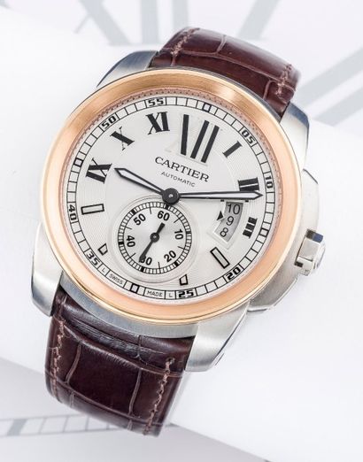 CARTIER (Calibre de Cartier - Lunette or rose réf. CRW7100039), vers 2012 Montre...