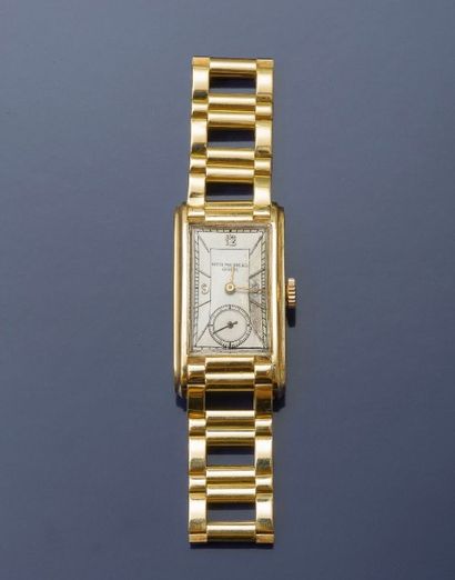 PATEK PHILIPPE & Co Bracelet montre en or jaune 18 carats (750 millièmes). Boîtier...