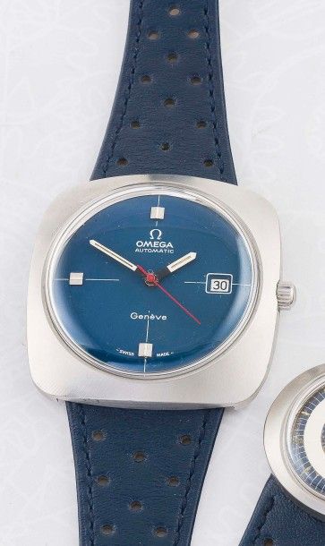 OMEGA ( Genève Sport Bleu - Date réf. ST 166081), vers 1970 

Rare version de forme...