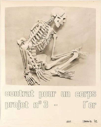 Michel JOURNIAC 

Contrat pour un Corps Projet n°3: L'Or. 1972. 

Sérigraphie à l'encre...