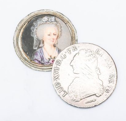 null Pièce de monnaie en argent à l’effigie de Louis XVI, dite écu aux lauriers,...